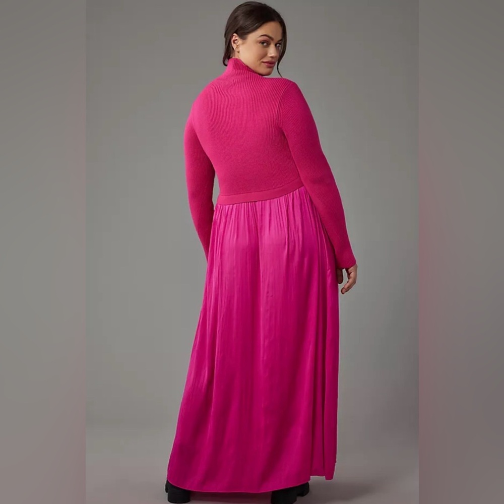 Anthropologie bright pink Thea Twofer sweater dress size small - Picture 2 of 6
